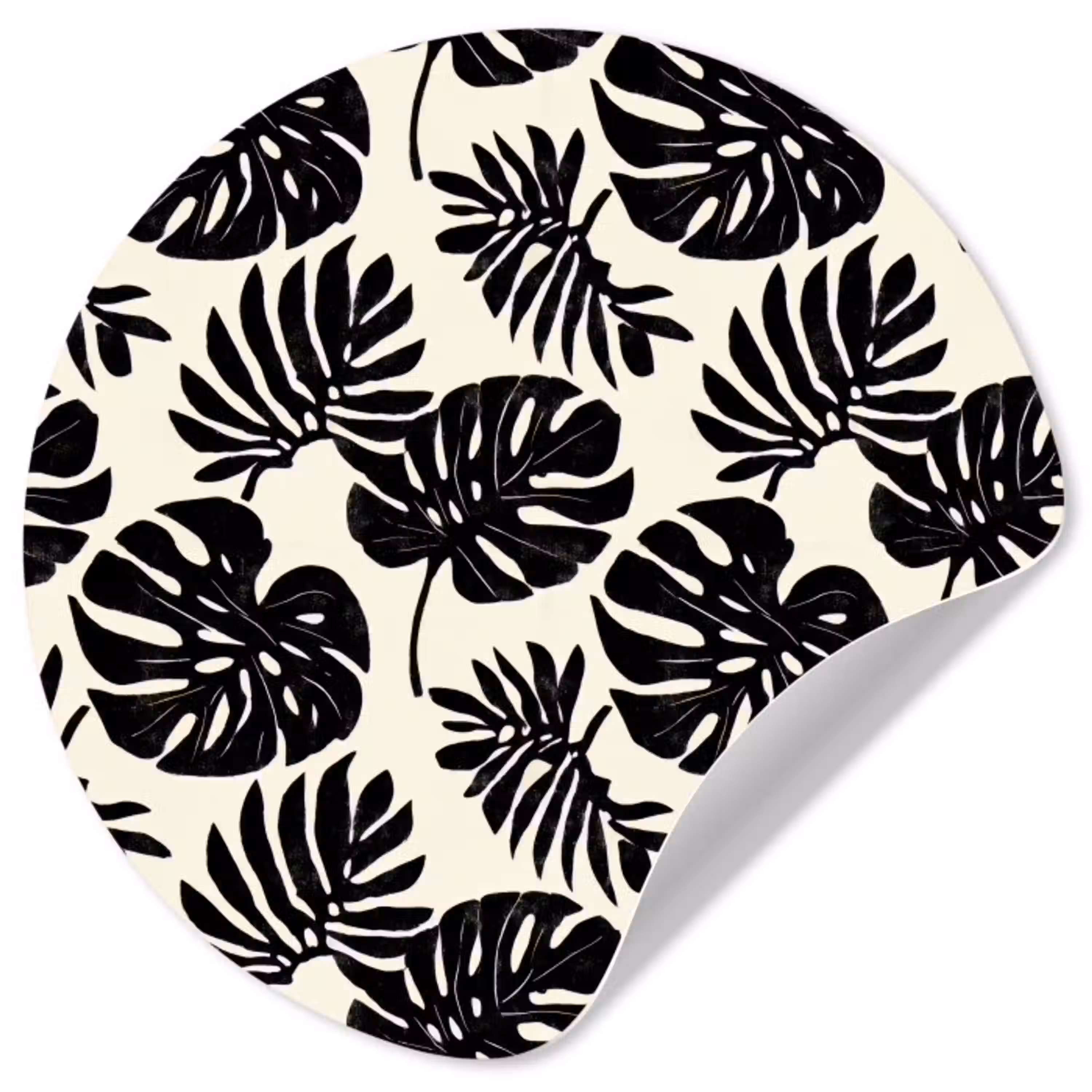 Modern - Monstera - Zwart Wandcirkel behangsticker klein 186 -3d