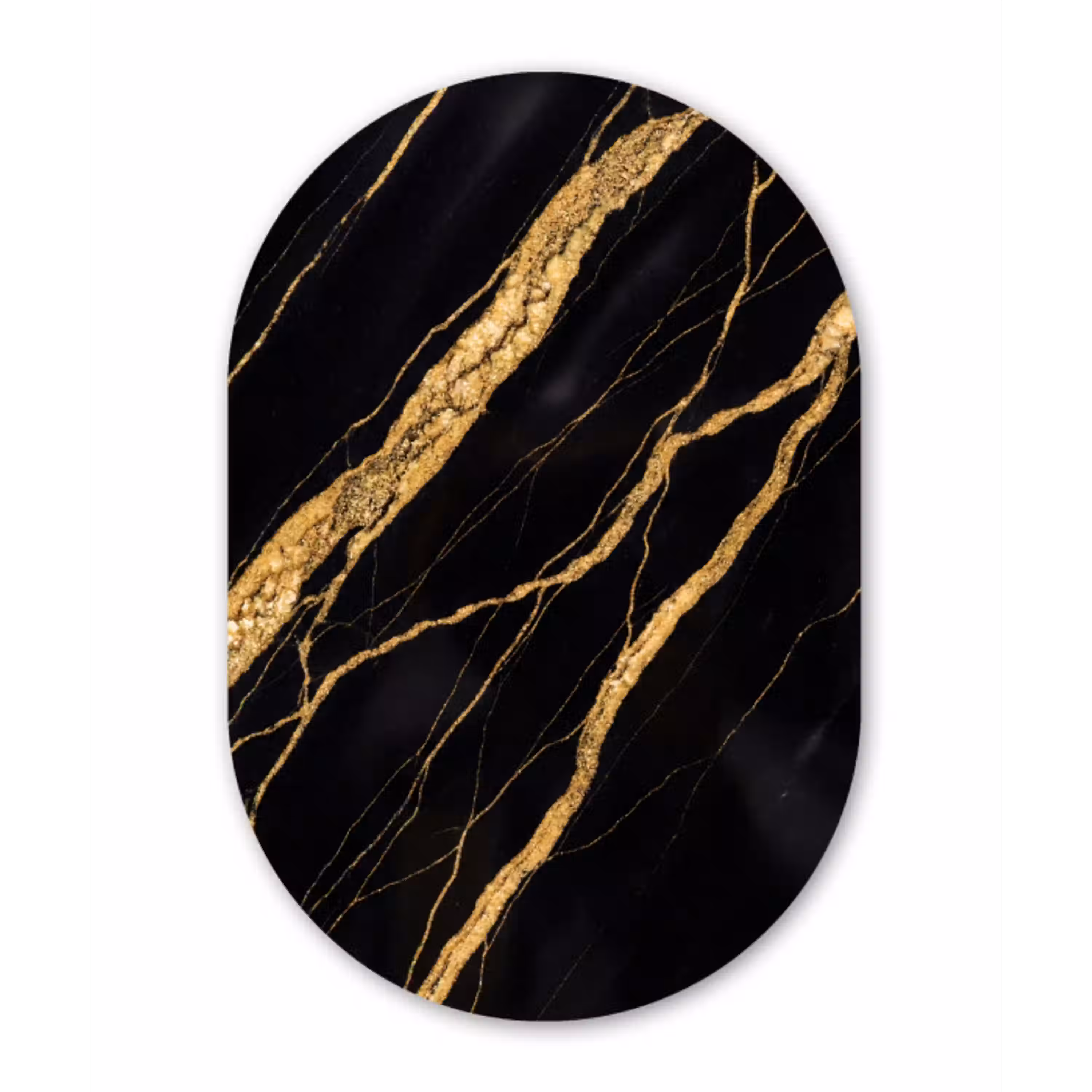 Marmer - Goud - Textuur - Abstract - Zwart Wandcirkel Ovaal Aluminium middel -3d