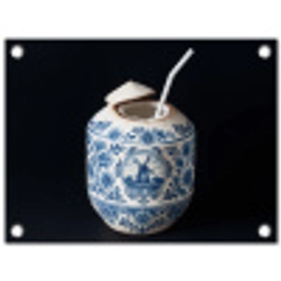 Kokosnoot - Eten - Delfts blauw - Drinken tuinposter los doek klein -3d