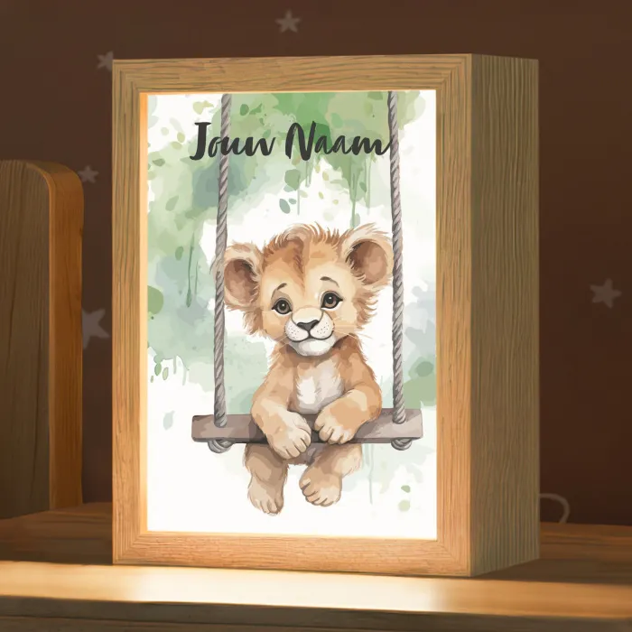 Leeuw - Dier - Kinderen - Jungle Light Box met kabel (Kinderlampje) klein -zzz_3d_website