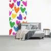 Hartjes - Patroon - Kleurrijk - Tekening fotobehang vinyl groot -slaapkamer