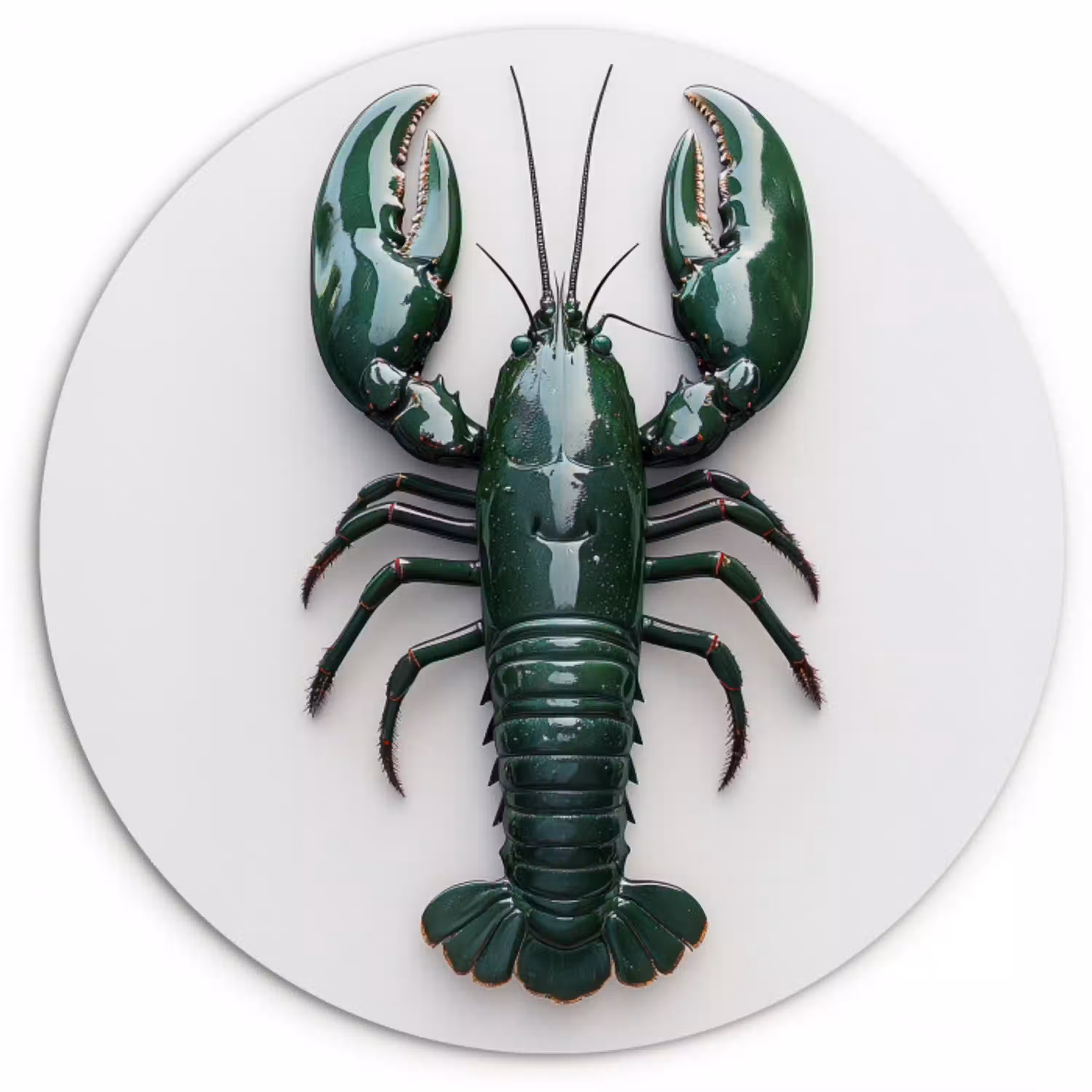 Kreeft - Glossier - Groen - Wit Wandcirkel plexiglas klein -3d