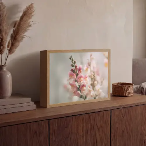 Bloem - Leeuwenbek - Roze - Stengel Light Box met batterij (Wandlamp) middel -sfeer2
