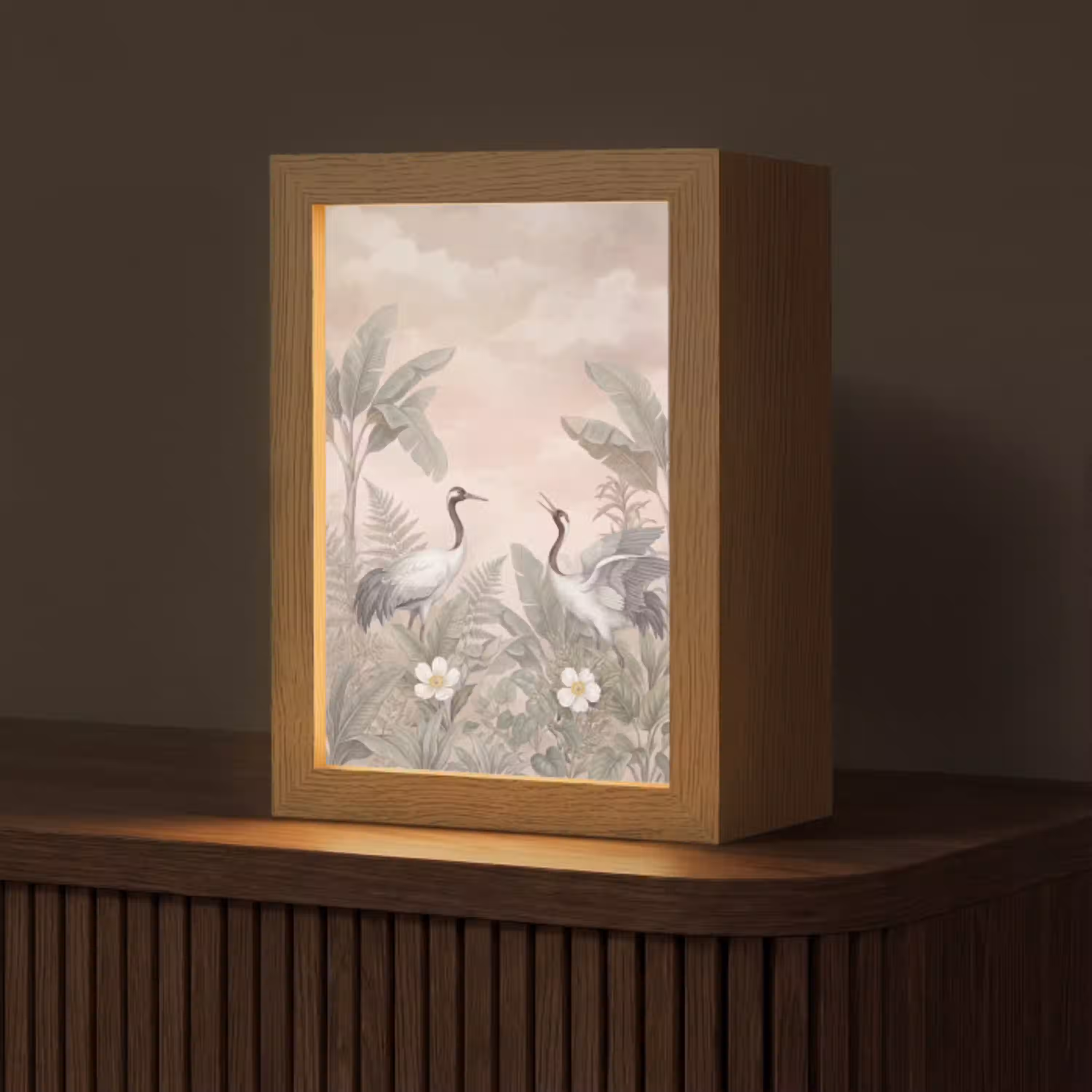 Kraanvogels - Natuur - Roze Light Box met kabel (Tafellamp) klein -z3d_website
