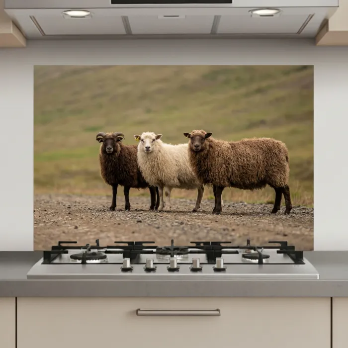 Schapen - Bruin - Wit - Grindpad keuken achterwand spatscherm klein -3d_website