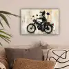 Vintage - Street art - Motor - Jongen - Graffiti - Zwart - Banksy canvas 2cm klein -sfeer1