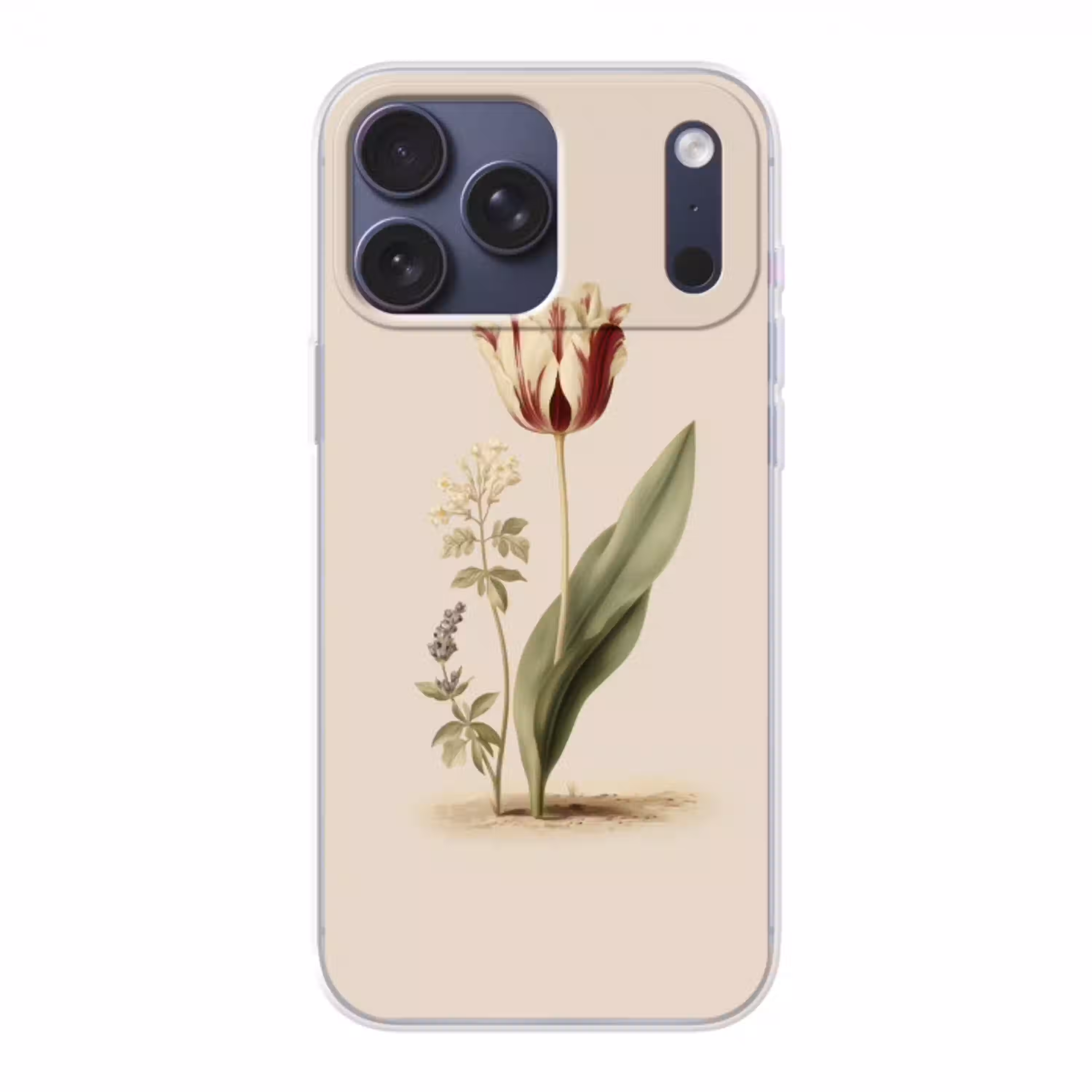 Tulp - Minimalistisch - Beige Telefoonhoesje iPhone 17 Pro Max klein -3d