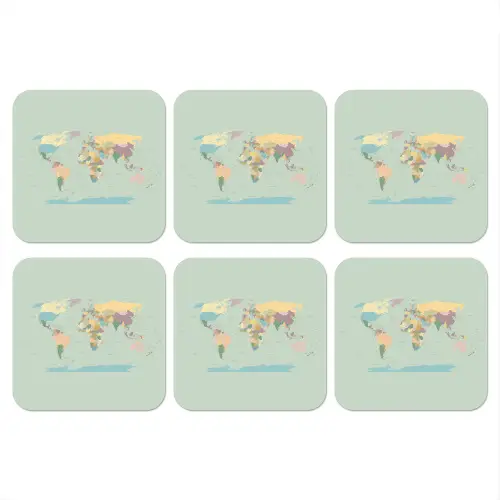 Wereldkaart - Realistisch - Kaart onderzetter kurk middel -3d