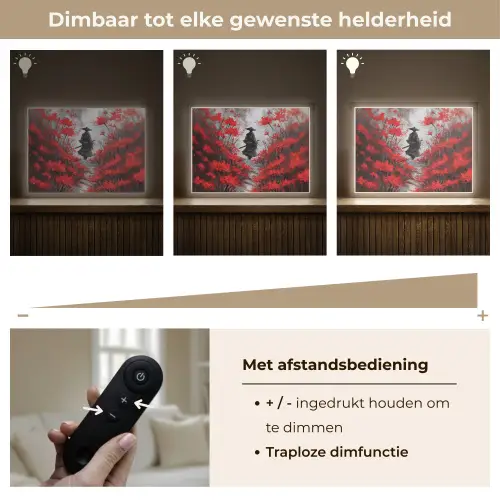 Rode bloemen - mistig - Man Light Box met batterij (Wandlamp) middel -USP_dimbaarNL