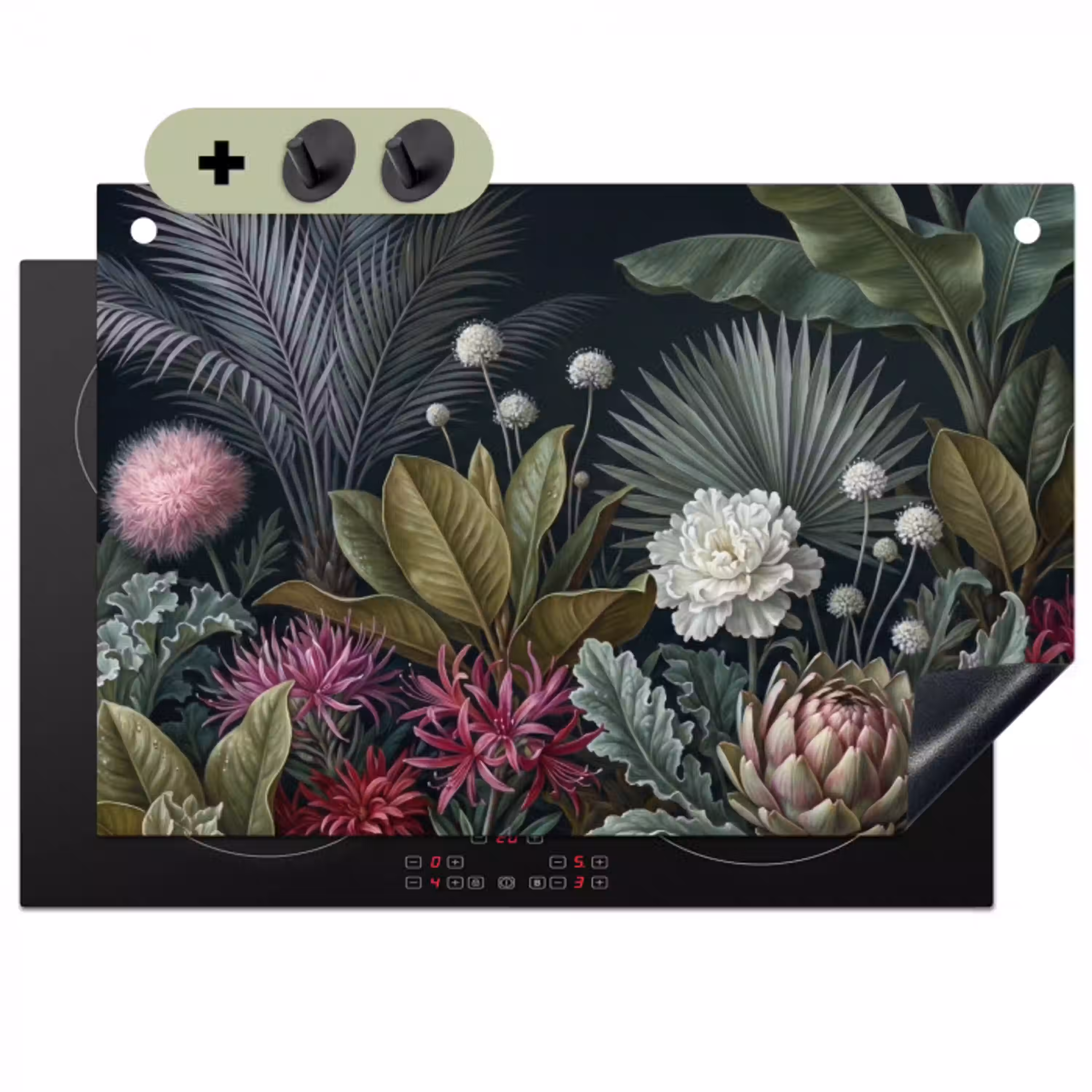 Planten - Tropisch - Botanisch - Donker - Groen Inductie beschemer met haakjes klein -3d