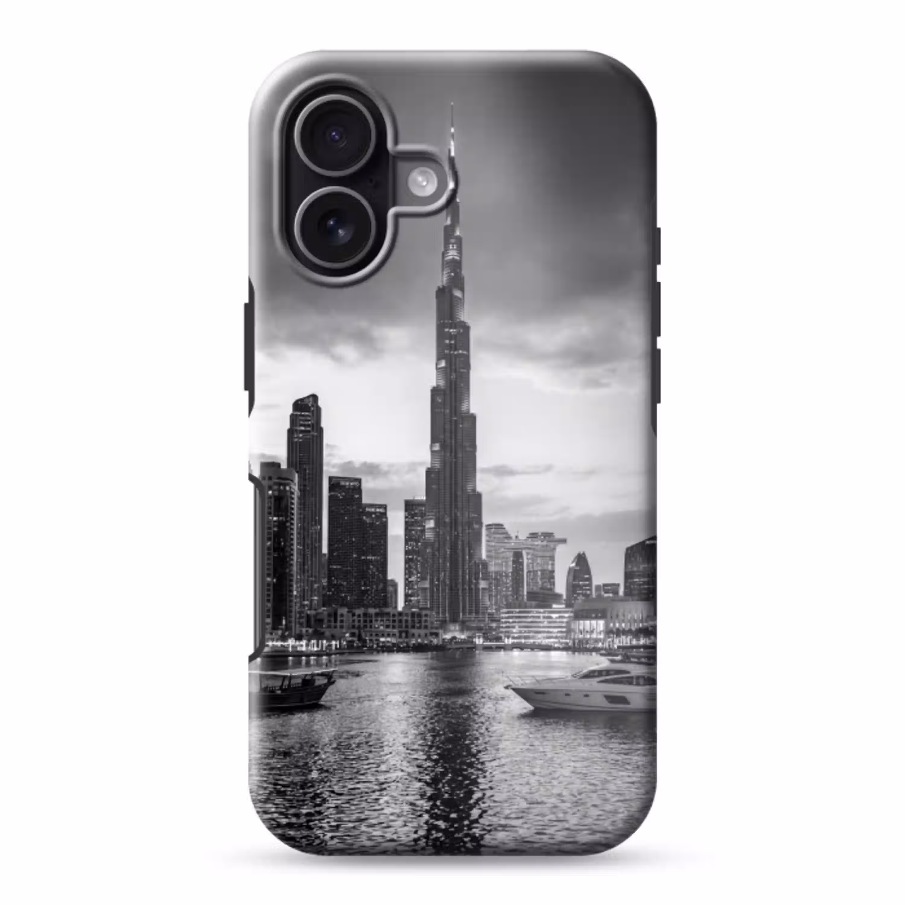 Stad - Skyline - Architectuur - Avond - Zwart-wit Toughcase MagSafe Apple iPhone 17 klein -3d