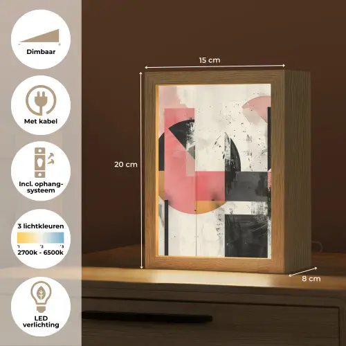 Roze - Abstract - Aesthetic - Modern - Vormen Light Box met kabel (Tafellamp) klein -USP_NL