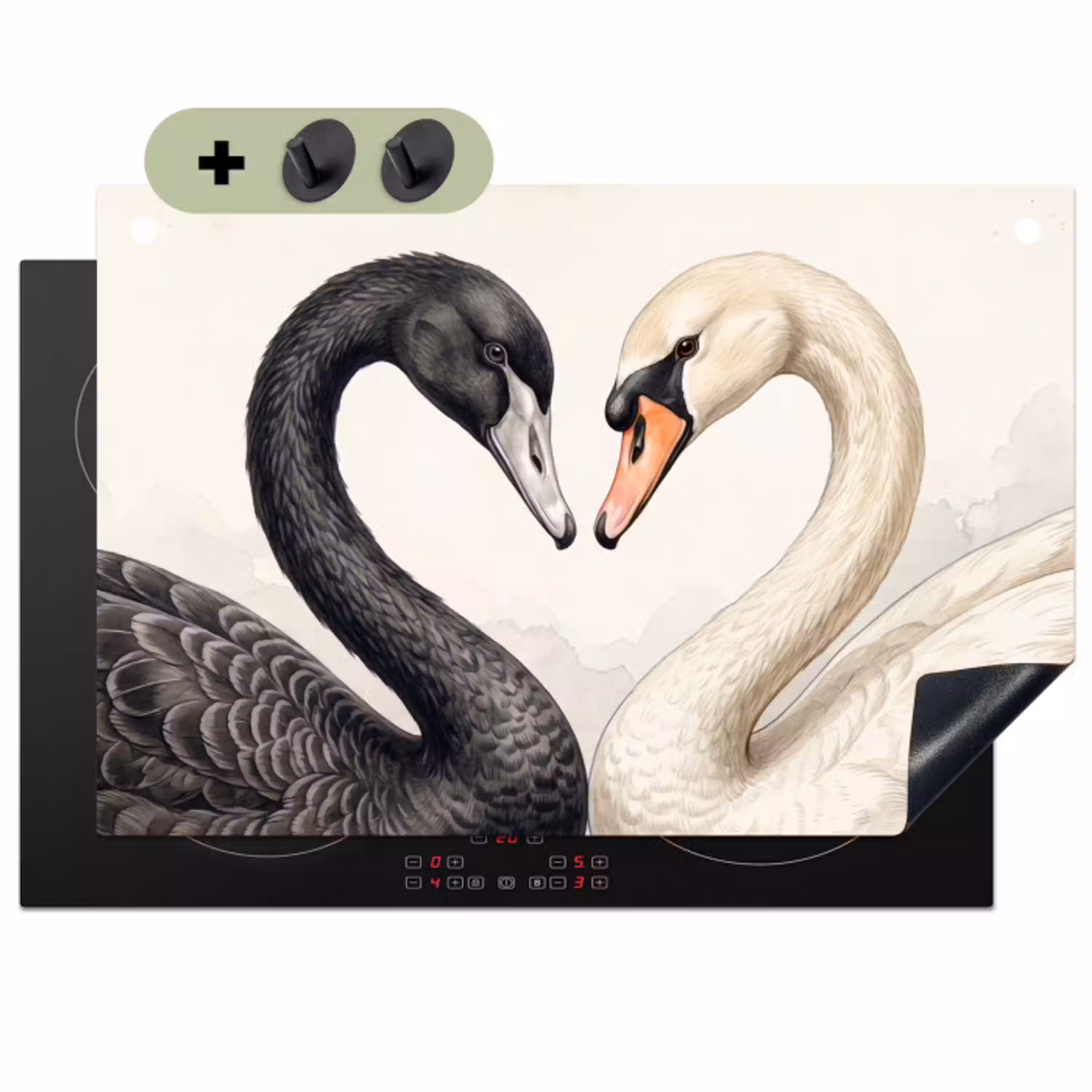 Zwanen - Hartvorm - Dieren Inductie beschemer met haakjes klein -3d