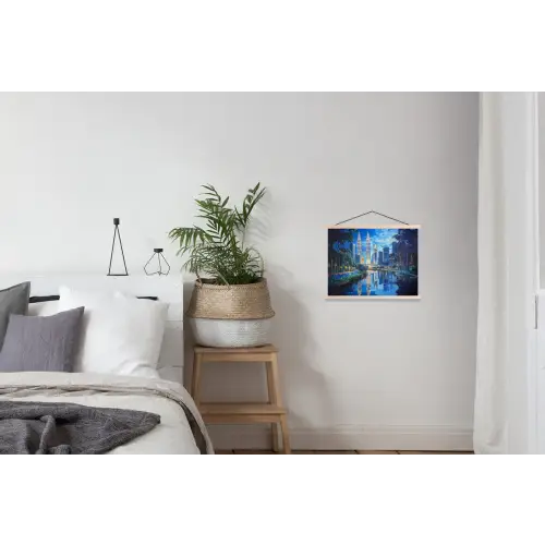 Stad Kuala Lumpur - Skyline - Wolkenkrabbers - Water textielposter latten blank klein -woonkamer
