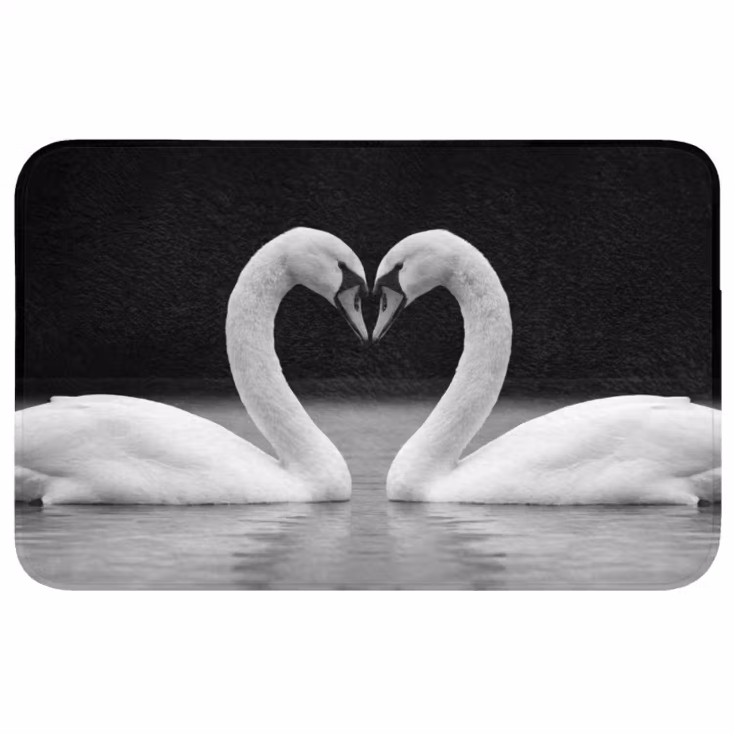 Badmat - Zwanen - Hart - Zwart - Wit