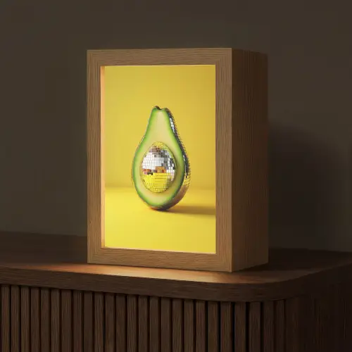 Avocado - Discobal - Geel - Glitter Light Box met kabel (Tafellamp) klein -z3d_website