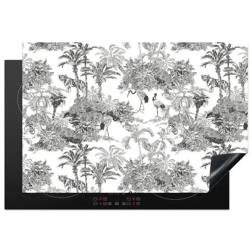 Tijger - Jungle - Patroon - Grijs Inductie beschermer vinyl 3mm klein 276 -3d
