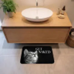 Kat - Dieren - quote - Get naked - Zwart Badmat klein -sfeer1