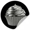 Cupcake - Luxueus - Zilver Wandcirkel behangsticker klein -3d