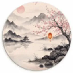 Zon - Japans - Traditioneel Wandcirkel kunststof plaat 5mm dik klein -3d