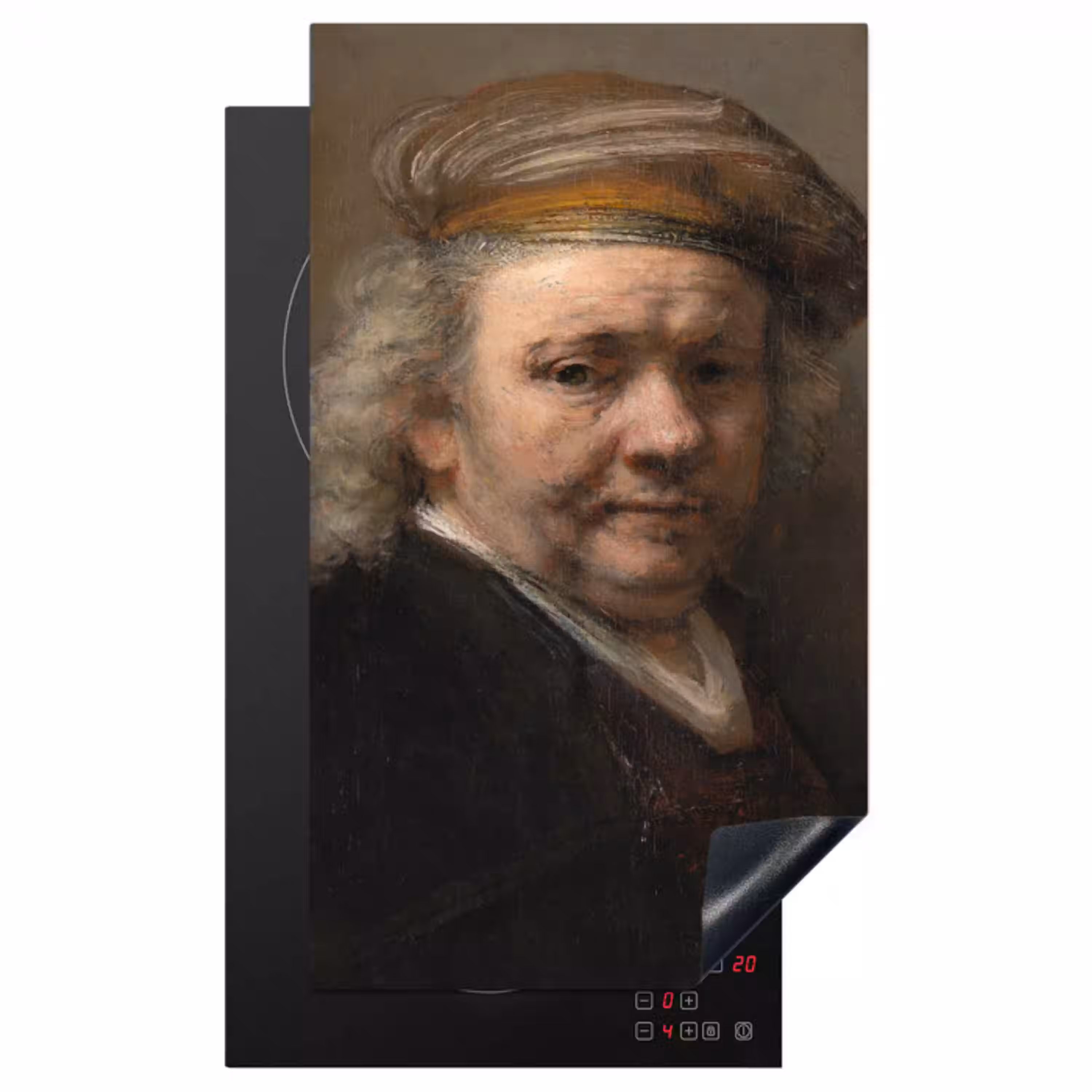 Zelfportret - Schilderij van Rembrandt van Rijn Inductie beschermer vinyl 3mm middel -3d