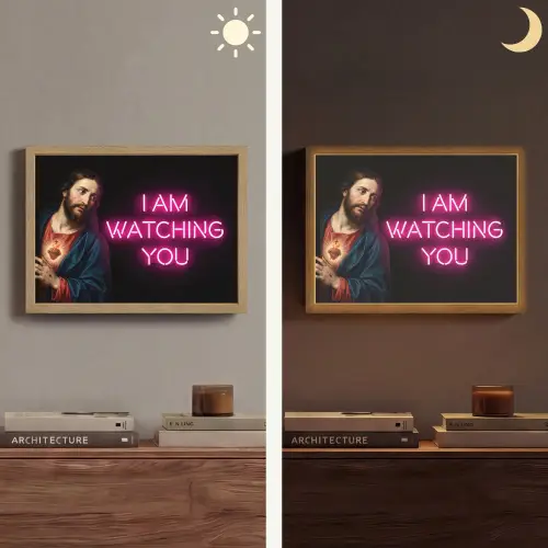 Man - Tekst - Neon Light Box met batterij (Wandlamp) middel -sfeer3