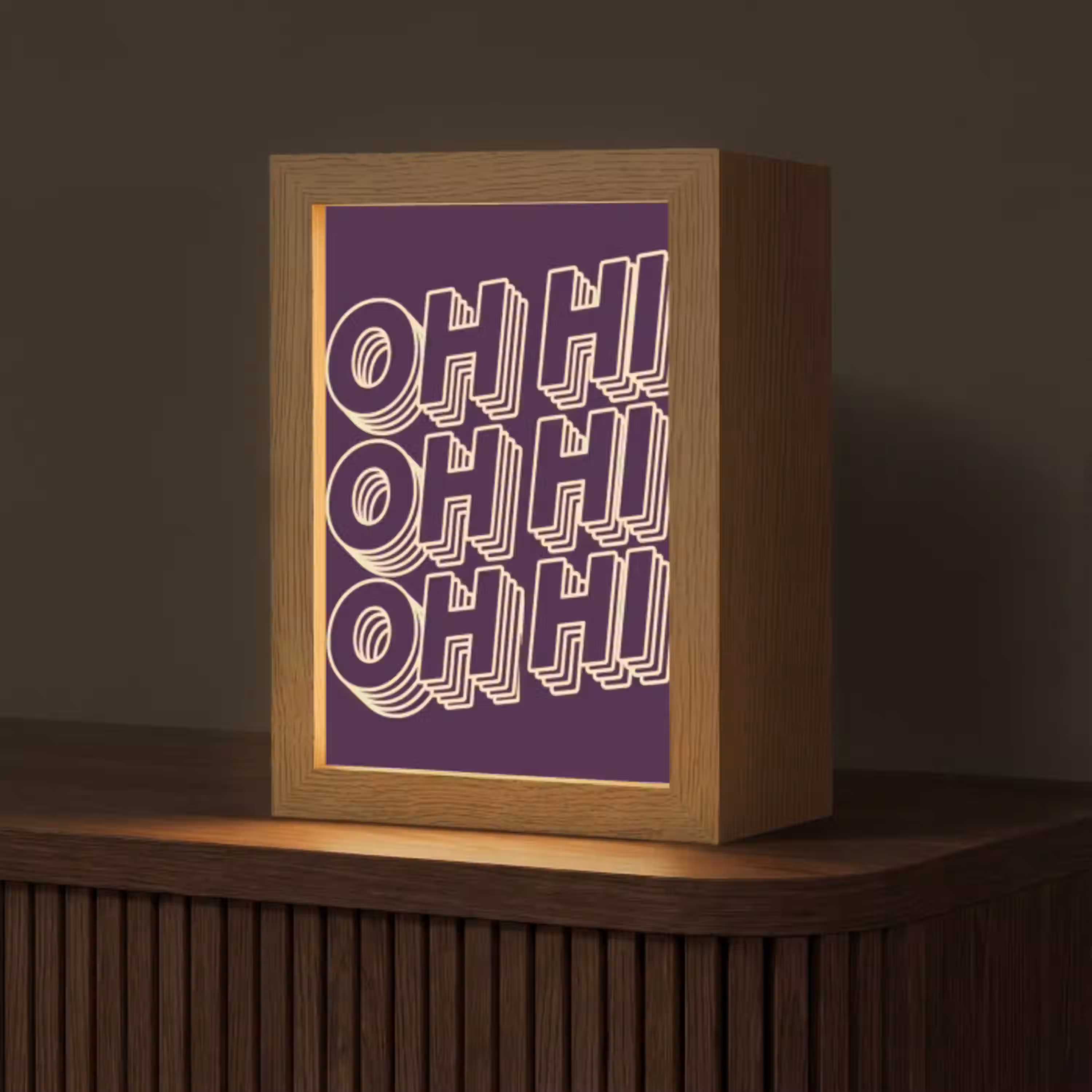 Oh hi - Paars - 3D Light Box met kabel (Tafellamp) klein -z3d_website