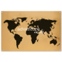 Wereldkaart - Adventure - Beige tuinposter los doek groot -3d