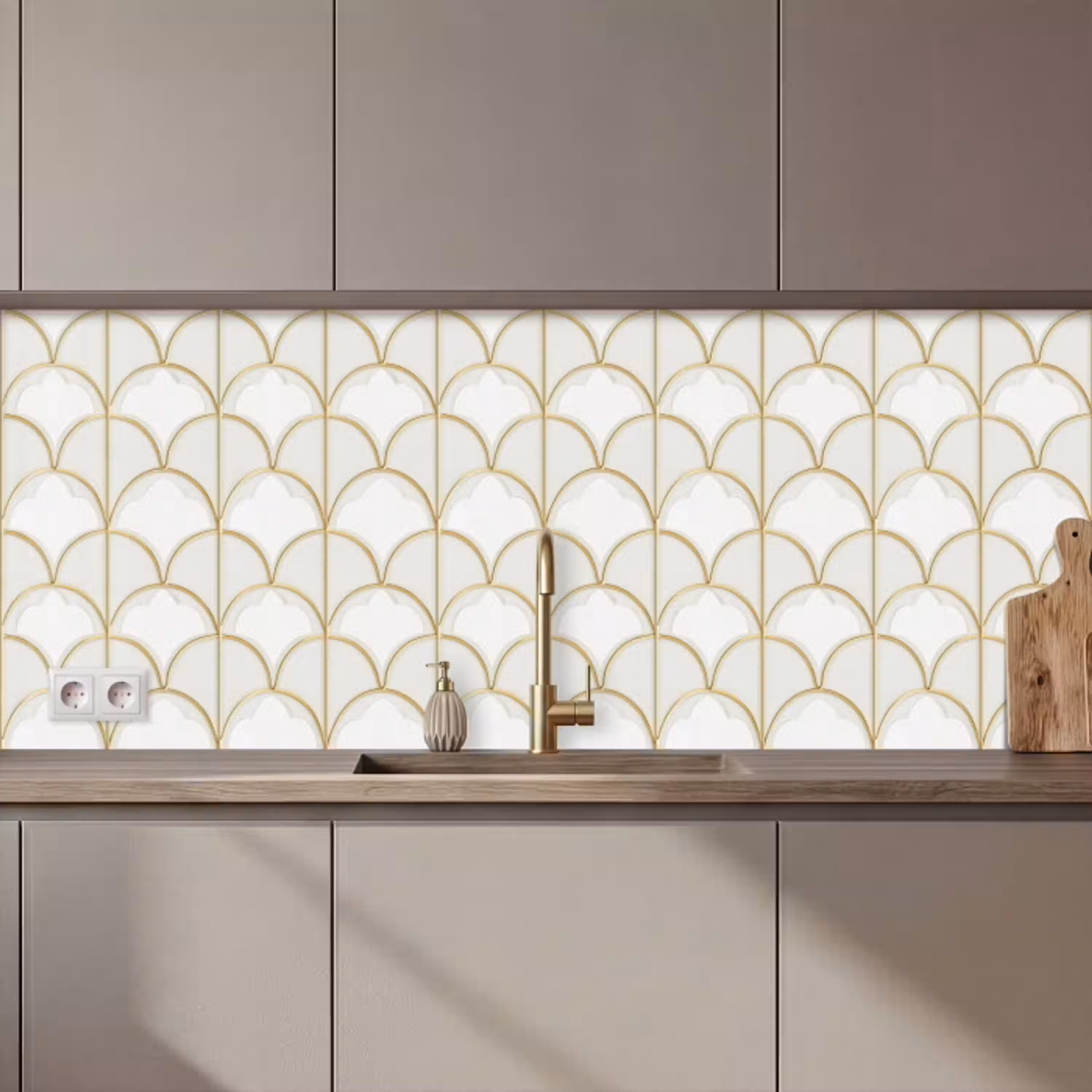 Mozaïek - Bogen - Goud keuken achterwand 2 middel 871 zz_3dshopping