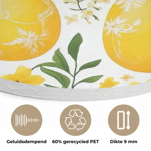 Bloemen - Paaseieren - Geel Akoestische PET Vilt - Rond klein -closeup_NL