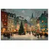 Kerstsfeer - Stadsplein - Kleurrijk poster papier klein -3d