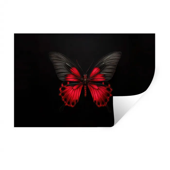 Vlinder - Rood - Contrast Muursticker klein -3d