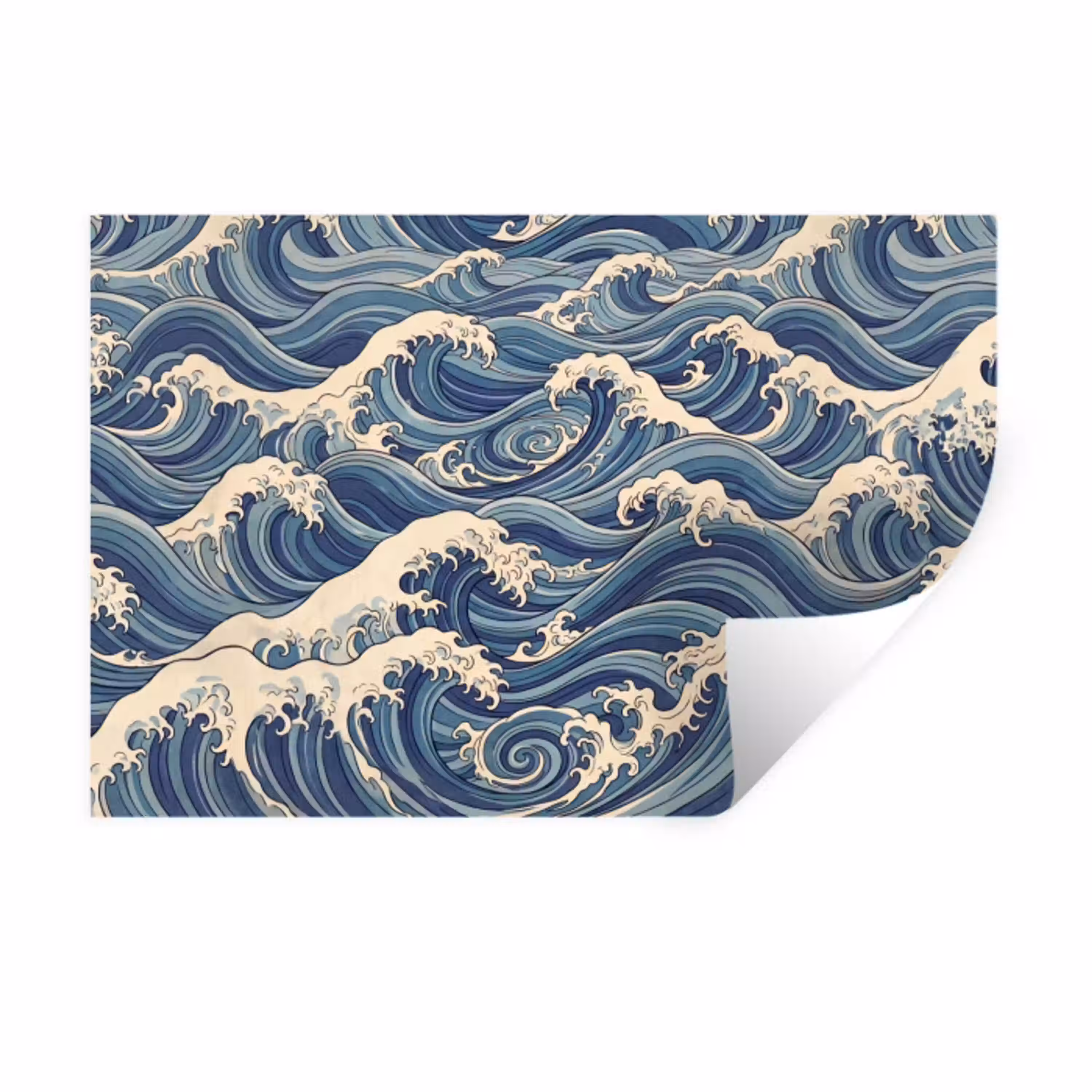 Golven - Zee - Natuur - Abstract - Blauw Muursticker klein -3d