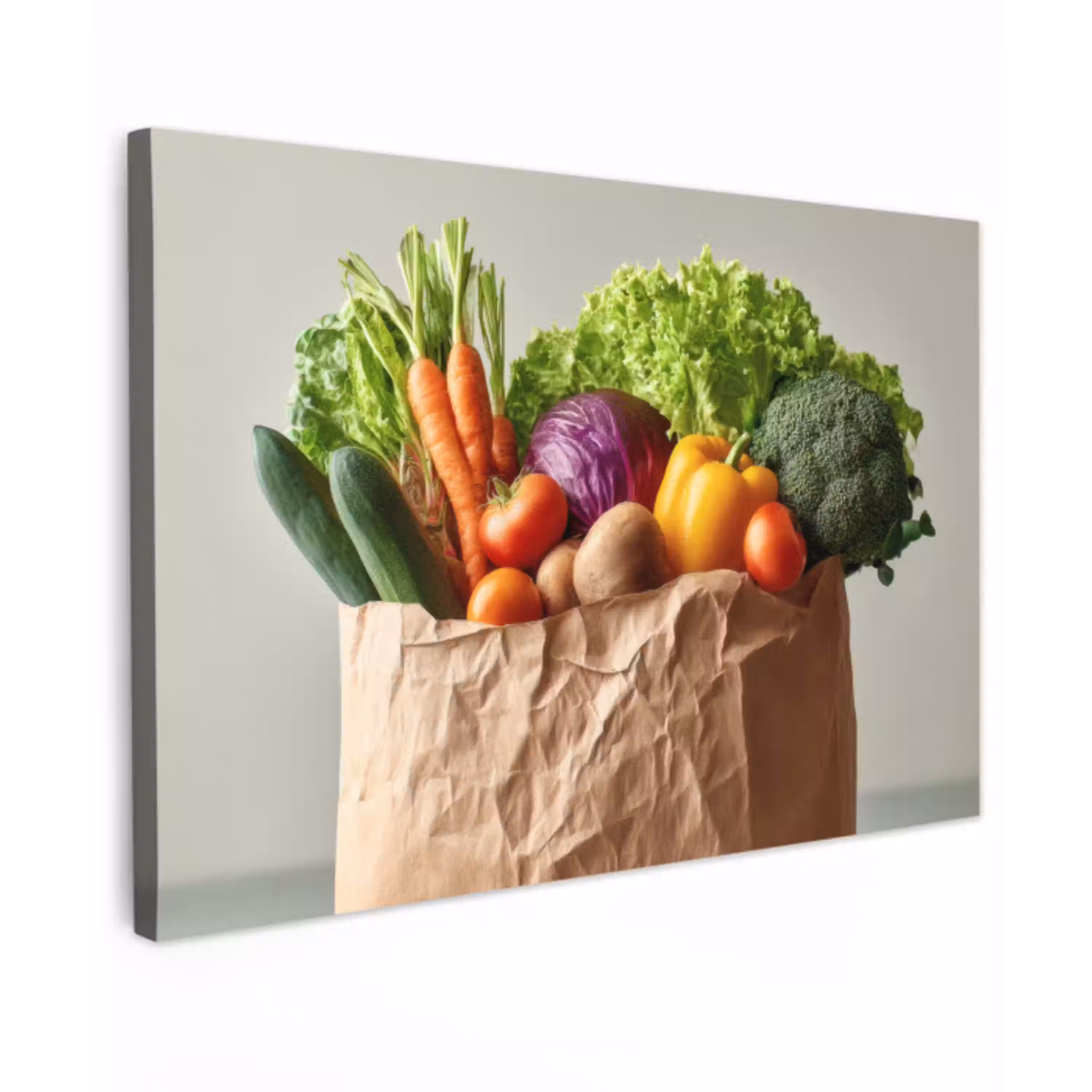Papieren - Boodschappen - Groente - Kleurrijk canvas 2cm klein -z3d