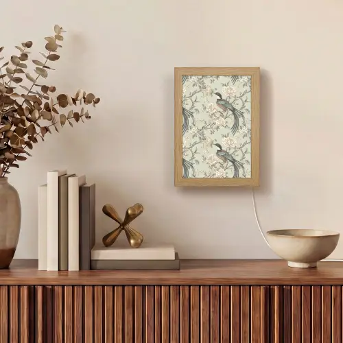 Bloem - Vogel - Kleurrijk Light Box met kabel (Tafellamp) klein 925 -sfeer2
