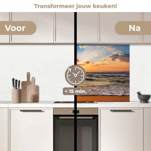 Strand - Zonsondergang - Zee - Wolken - Horizon keuken achterwand 2 middel -voor-na2_NL