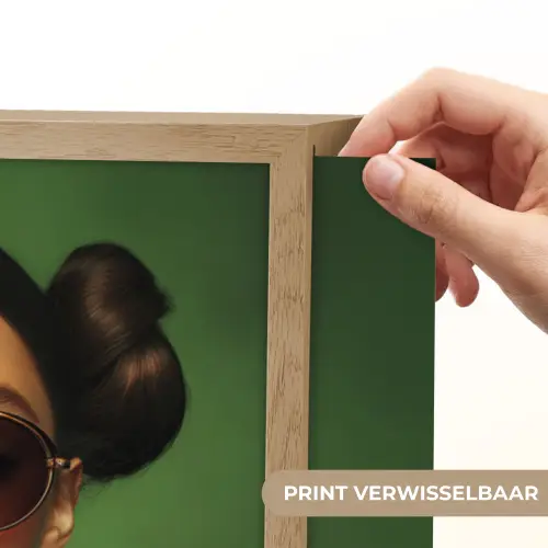 Vrouw - Groen - Bril - Aesthetic - Modern Light Box met batterij (Wandlamp) middel -USP_websiteprintNL