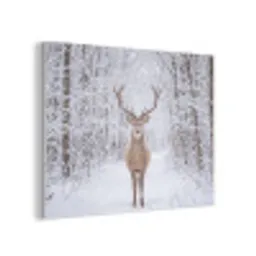 Hert - Winter - Bos - Natuur - Wit PET vilt klein -3d
