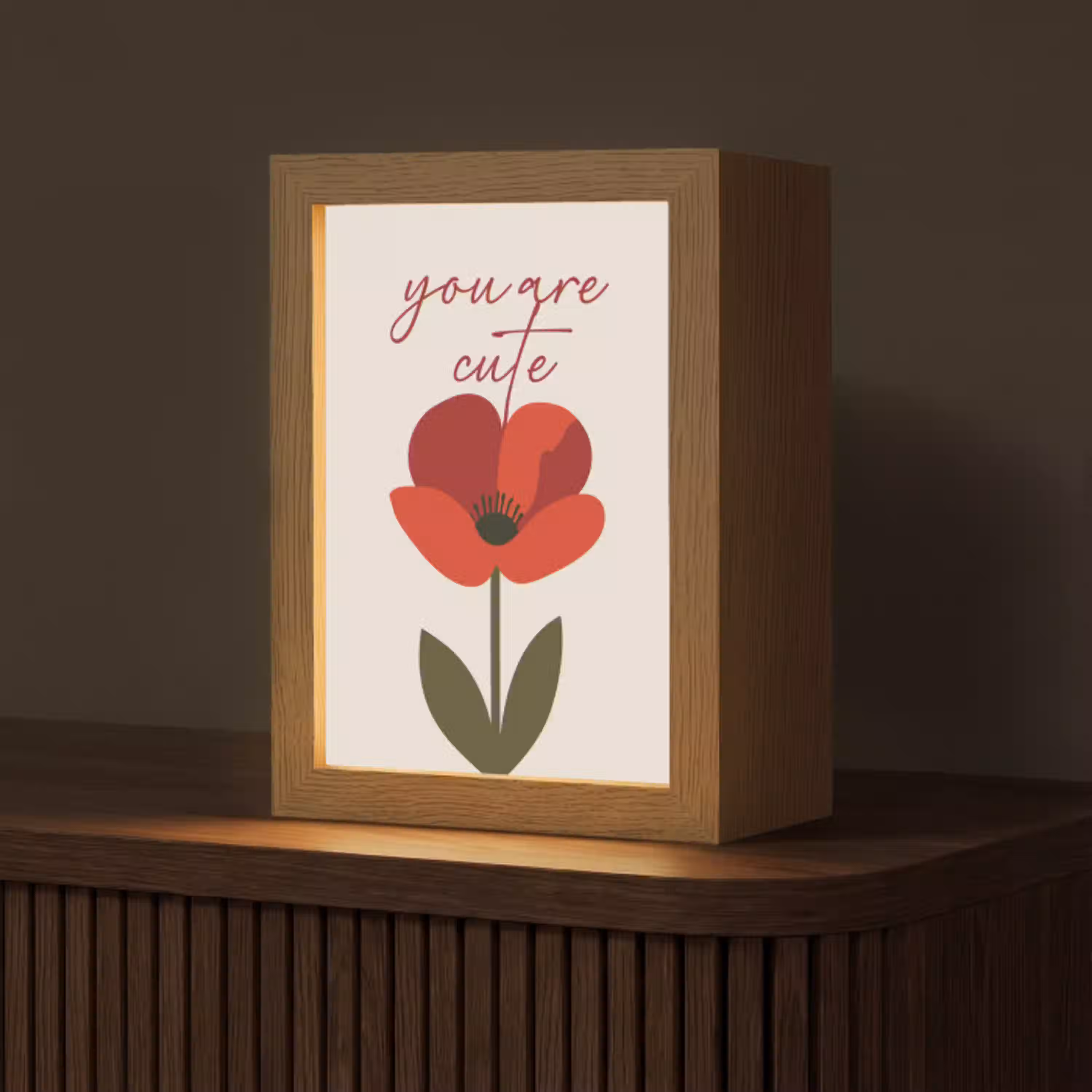 Klaproos - Bloem - Rood - Valentijn Light Box met kabel (Tafellamp) klein -z3d_website