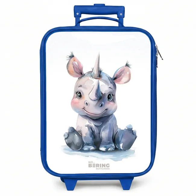 Kinderkoffer blauw - Baby neushoorn
