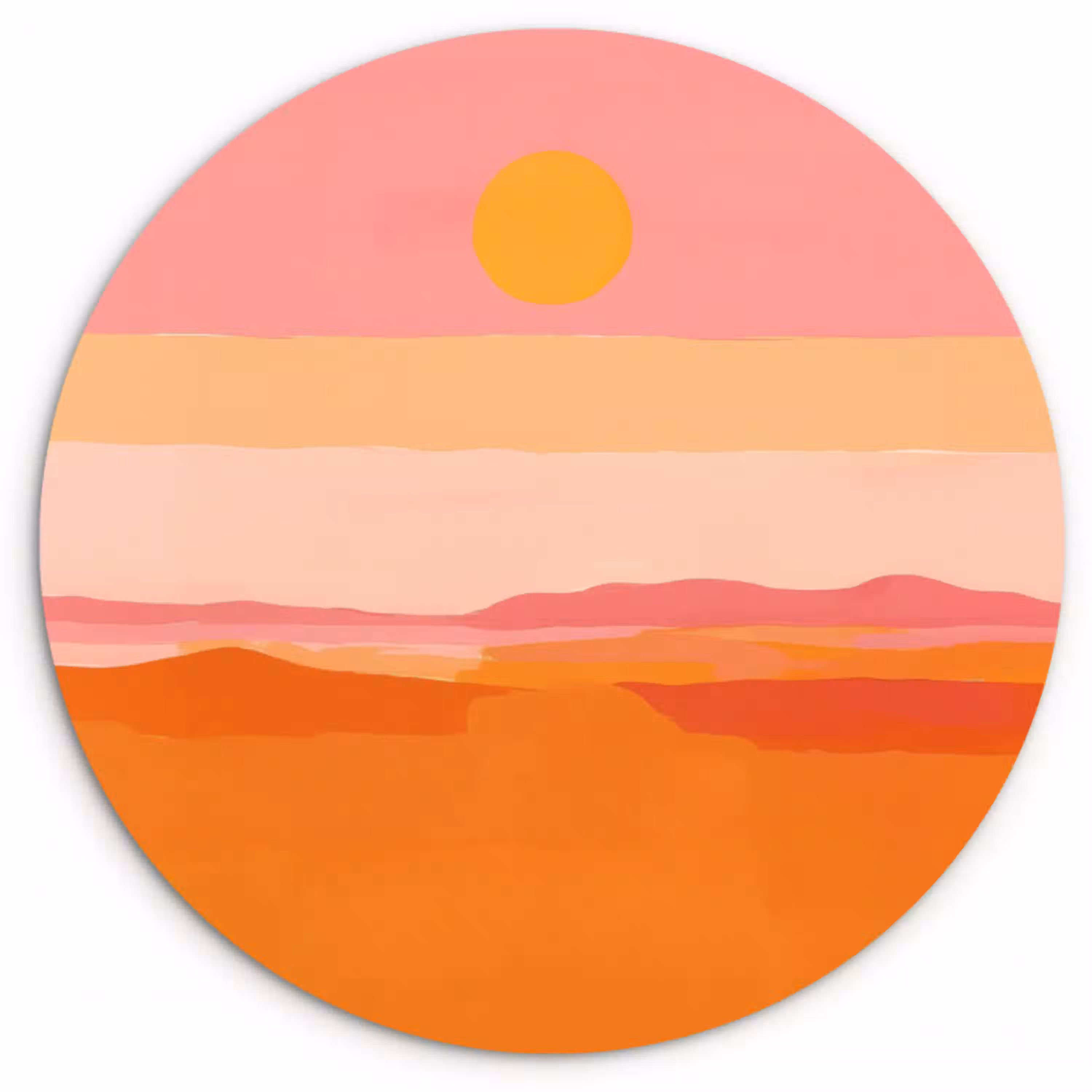Zon - Abstract - Landschap - Oranje Wandcirkel plexiglas klein -3d