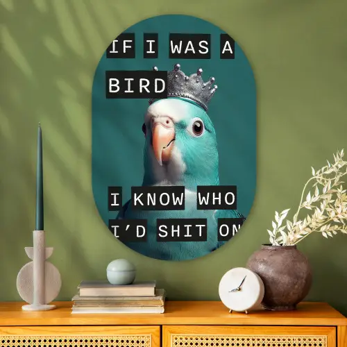Parkiet - Turquoise - Quotes - Decoratie Wandcirkel Ovaal Glas middel -sfeer2