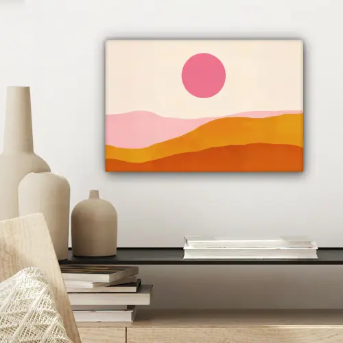 Zon - Heuvels - Abstract - Roze canvas 2cm klein -sfeer6