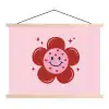 Bloem - Roze - Hartjes textielposter latten blank klein -3d