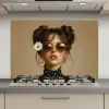 Vrouw - Beige - Bloem - Modern - Portret keuken achterwand spatscherm klein -3d_website