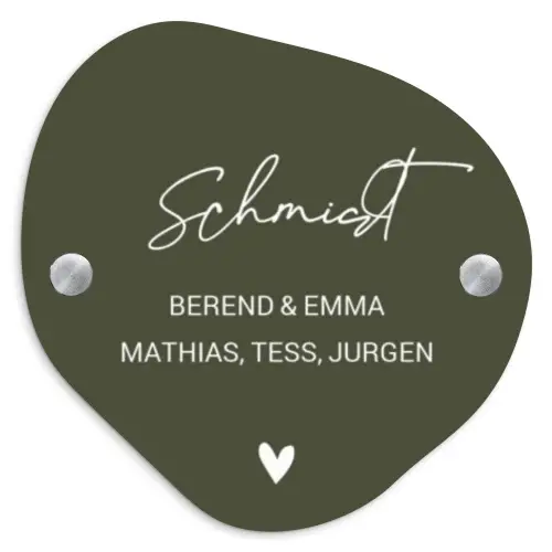 Donkergroen - Sierlijk Naambord Organisch middel -3d