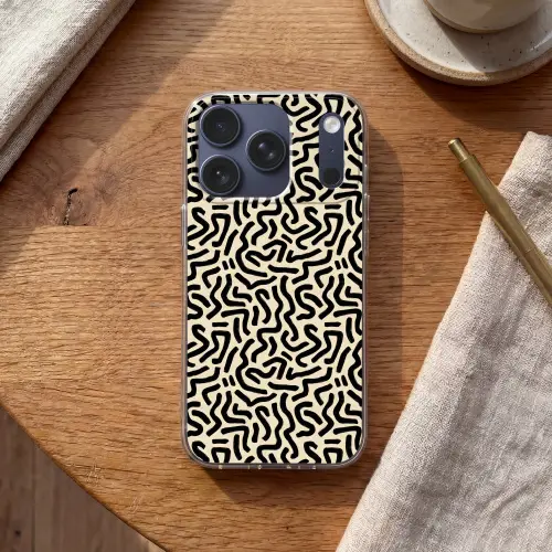 Abstract - Lijnen - Zwart Telefoonhoesje iPhone 17 Pro klein 878 -sfeer1