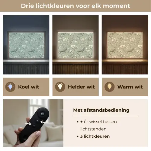 Klassiek - Botanisch - Groen Light Box met batterij (Wandlamp) middel 907 -USP_lichtkleurNL