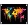 Wereldkaart - Verf - Kleurrijk - Graffiti - Wereld tuinposter los doek klein -3d