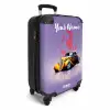 Gele auto met roze vlammen NBS - Handbagage koffer - Kinderen Unisex middel -productfoto_3d